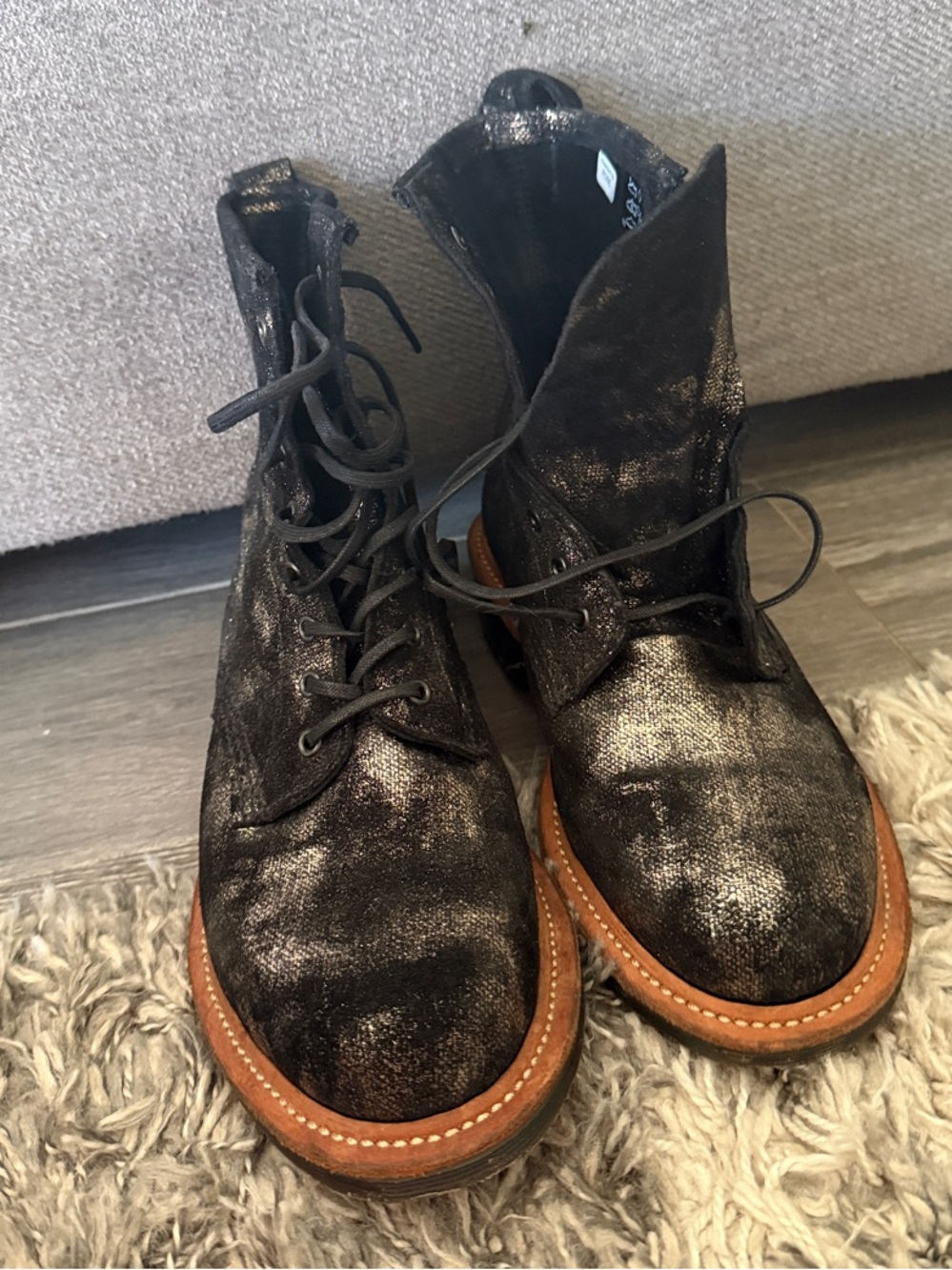 Dr. Martens Made in England Metallic Bronze Gold 8-Eye Leather Boots